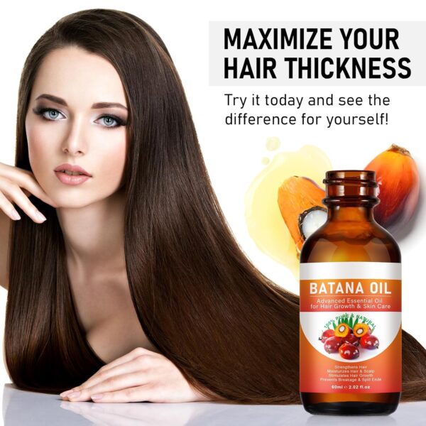 Batana Oil for Hair Growth, 100% Pure Natural Raw Batana Oil for Hair Growth, Prevent Hair Loss, Eliminate Hair Split Ends, Promotes Hair Thickness for Men & Women-2.02 fl oz