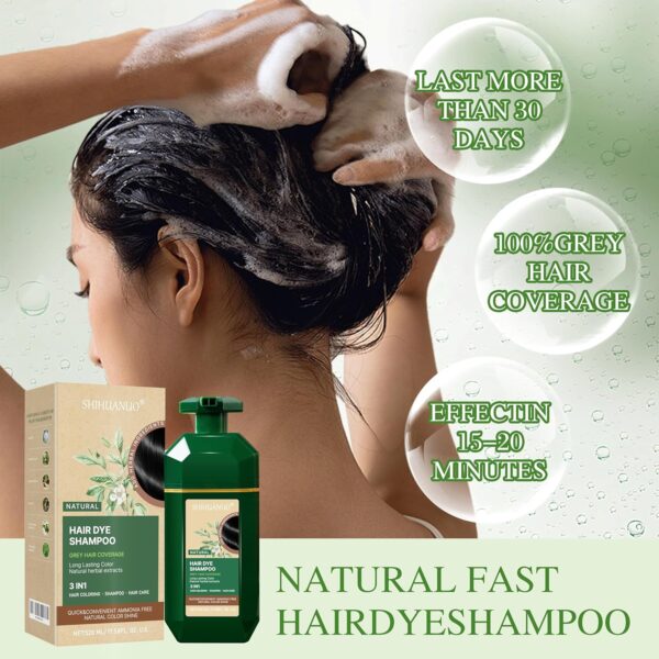 Hair Dye Shampoo 3 in 1 for Gray Hair Coverage, Herbal Ingredients Natural Shampoo Hair Dye for Women & Men/Ammonia-Free 520ml(Dark Brown)