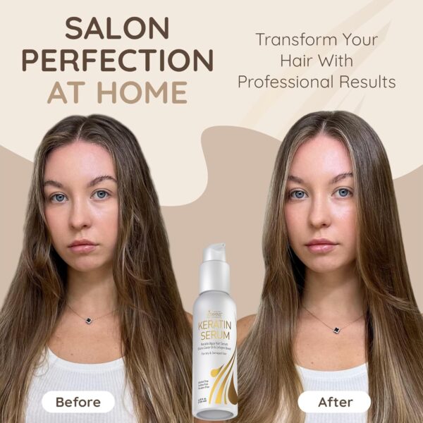 Vitamins Hair Serum Keratin Treatment - Biotin Collagen & Coconut Oil Hydrating Moisturiser for Frizzy Dry Damaged Hair - Anti Frizz Heat Protection for Curly Wavy Straight Locks
