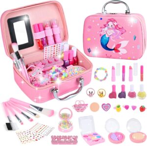 Kids Makeup Sets for Girls, Children Real Washable Make up Starter Kit, Princess Pretend Play Makeup Girls Toys with Cosmetic Bag, Christmas Birthday Present for 3 4 5 6 7 8 9 10 Years Old Girls