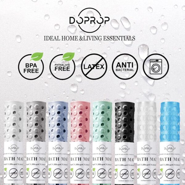 DOPROP Square Black Non Slip Shower Mat for Inside Shower 53x53cm BPA Free Latex Free PVC Bath Mat for Walk In Shower Tray with Suction Cup Drain Holes Machine Washable Safety Bathroom Mat For Elderly