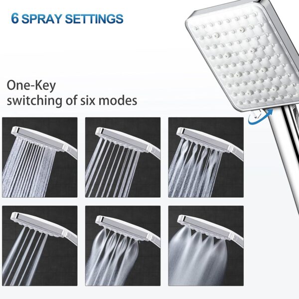 Ronvie Shower System Thermostatic Set, Chrome Shower Riser Rail Mixer with Adjustable Rainfall Shower Head, Scalding Protection Shower Tap, Anti-Kink Shower Pipe