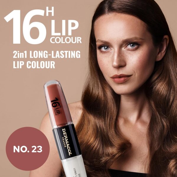 NEW Dermacol - 16-Hour Lip Colour, Highly Pigmented Glossy Lip Stain, Two-Phase Lip Plumper Gloss, Kissproof Lip Makeup Products with Matte and Glitter Finish, n. 23