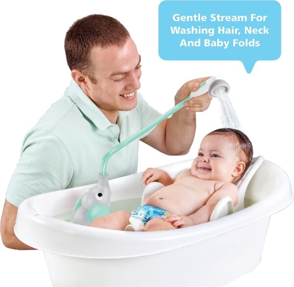 Yookidoo Baby Bath Shower Head - Elephant Water Pump with Trunk Spout Rinser - Control Water Flow from 2 Trunk Knobs in Tub or Sink for Infants and Newborn Babies (Turquiose)