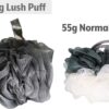 Lush Puffs - 3 Pack Large 75g Deluxe Loofah Body Scrubbers. Rich Lather Shower & Bath Poufs for Skin Exfoliating & Washing. Lush Scrunchie Sponge. Quality Made & Long Lasting. Three Shades of Grey.