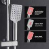 MORADO Thermostatic Shower Set,Adjustable Height Thermostatic Shower System, Shower Bar Set with Rainfall Shower Head and 3-Functions Hand Shower,Chrome Plated, Square Shape