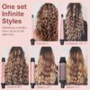 5 in 1 Curling Iron Brush Set with Thermal Brush and 4 Interchangeable Ceramic Curling Wand(0.5”-1.25”), Fast Heating, Dual Voltage, Include Glove
