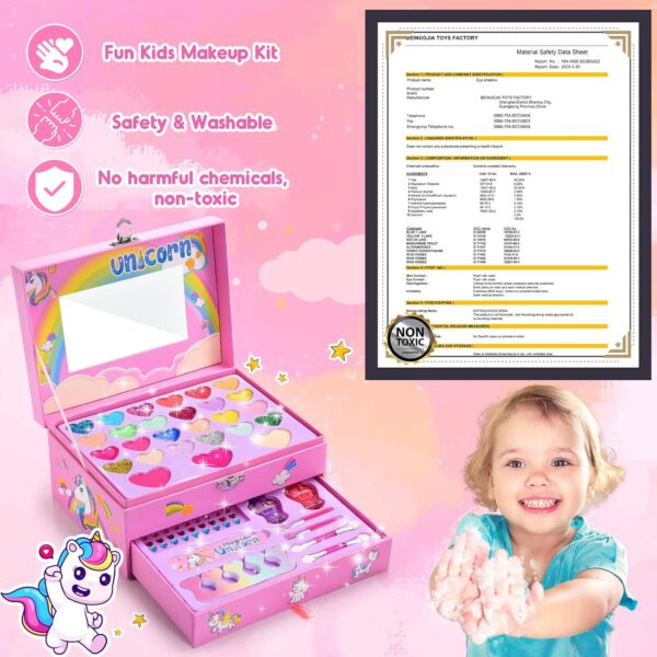 Unicorn Gifts for Girls 4 5 6 7 Year Old , Kids Makeup Sets for Girls Pretend Makeup Sets for Girls Unicorn Toys for Girls Age 4 5 6 7 Princess Toys Kids Birthday for 3-9 Year Old Girls