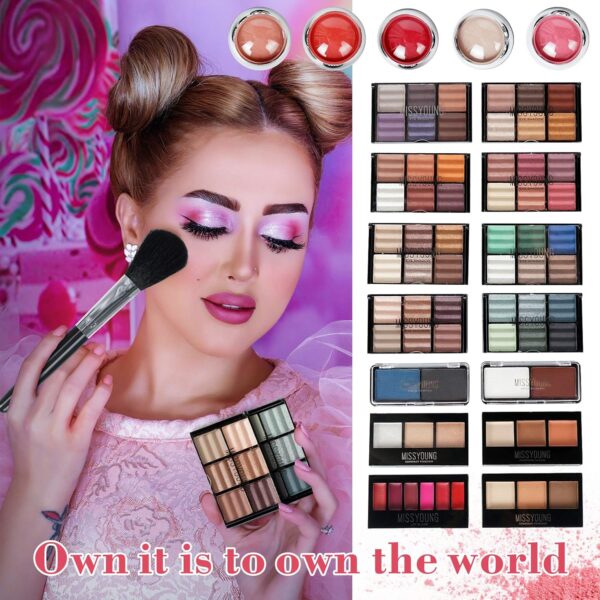 JasCherry All-in-One Make-up Box Set Multi-purpose Cosmetic Storage Beauty Case Professional Contain Eyeshadow Concealer Lip gloss Blusher Compact Powder Eyebrow and Makeup Pencil Brush #1