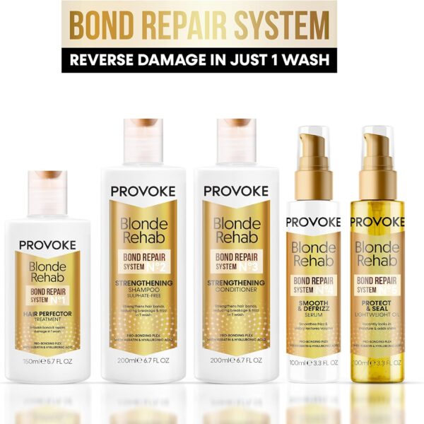 PROVOKE Blonde Rehab N0'5 Protect and Seal Bond Repair Hair Oil 100 ml, Protects from Heat & Adds Shine in 1 Use, with a Pro Bonding Complex, Keratin & Hyaluronic Acid, for Blonde Damaged Hair, Gold