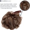 Hydrea London Shower Pouf, Bath Loofah, Mesh Sponge, Exfoliating Bath Scrunchie, Large Shower Puff Scrub, Body Cleansing Shower Puff for Men & Women - Chocolate & Cream