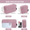 MAGEFY Makeup Bag 2 Pcs Small Makeup Bag for Handbag Corduroy Make up Bag with Compartments Travel Makeup Pouch for Girls Women (Pink)
