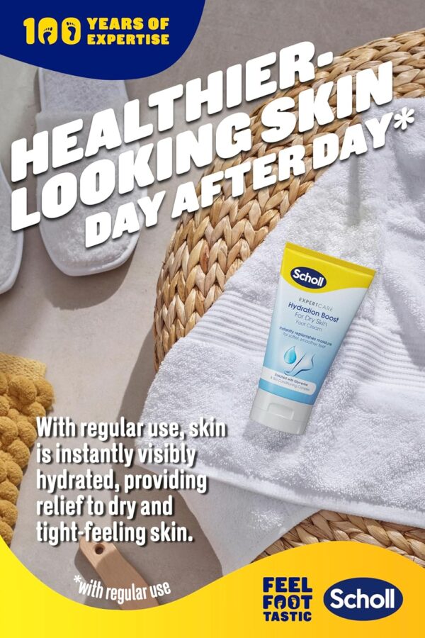 Scholl ExpertCare Hydration Boost Daily Moisturiser Cream for Feet 150ml, Fast Absorbing Foot Cream, Enriched with Glycerine and Skin Conditioning Complex for Softer Smoother Feet