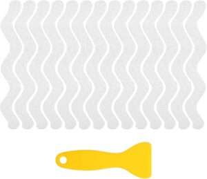 Mynoozi 36PCS Non-Slip Strip Stickers for Bath and Shower, Wave Anti-Slip Strip with Scraper, Non Slip Bathtub Stickers for Stairs, Shower Room, Slippery Surfaces, Sauna, Kitchen-Transparent