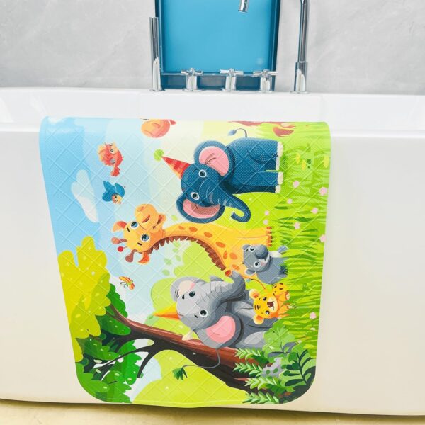 Non-Slip Bath Mat for Toddlers, Cartoon Anti-Slip Bathtub Mat, Safe and Fun Kids Tub Mat, Baby Shower Mat with Cute Design,Perfect for Bathtubs, Showers and Bathroom (Jungle Animals)