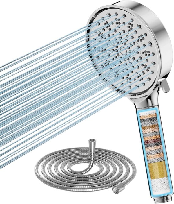 81xQR9q6TsL._AC_SL1500_.jpg Cobbe Hard Water Filter Shower Head and Hose with 20 Stage Filter, 6 Spray Jet Modes High Pressure Bathroom Shower Head, Large Powerful Handheld Showerhead for Residual Chlorine Remove