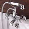 ENKI, Beaumont, BBT0257, Chrome, Bath Shower Mixer Taps & Shower Attachment, Solid Brass, Cross Handle, Traditional Design, Compression Valves, Easy to Install