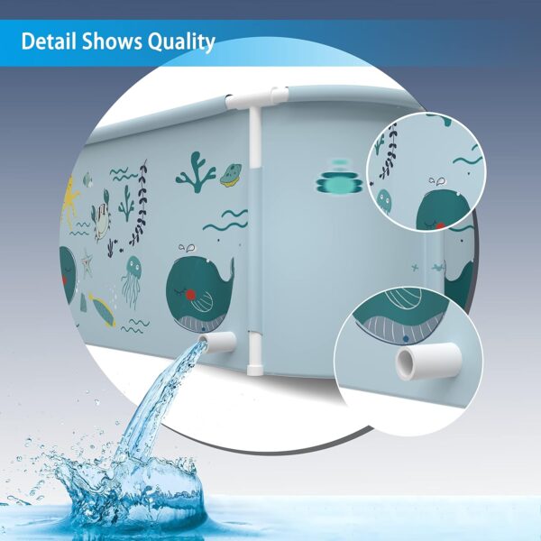 140cm Extra Large Portable Foldable Bathtub with Cover for Adult, Family SPA Soaking Tub for Small Bathroom, Thicken Multiple Layer Bathtub with Lid for Shower Stall (Ocean Design)