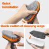 NEWE Shower Cleaning Brush, Tub Tile Cleaner Scrubber with Telescopic Long Handle 142 cm, 4 Scrub Heads for Bathroom Bathtub Floor Baseboard Sink Kitchen Toilet