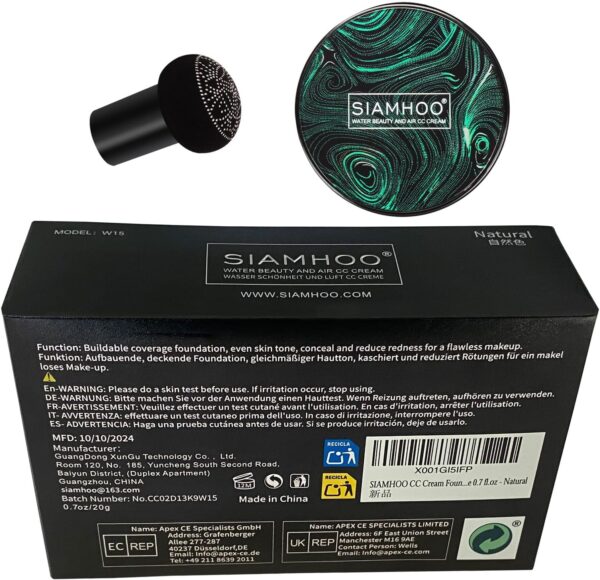SIAMHOO CC Cream Foundation with Mushroom Head Air Cushion CC Cream Foundation Full Coverage for Flawless Makeup, Even Skin Tone 0.7fl.oz - Natural