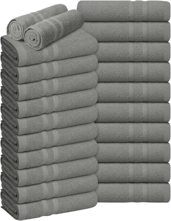 Pristine Linen Salon Towel 16 x 27 Pack of 24 Face & Hand Towel Bulk 100% Cotton Ringspun Highly Absorbent Cotton Towels for Hand Gym Beauty Spa and Home Hair Care, Silver