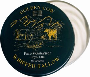Beef Tallow Whipped Balm – Grass Fed Beef Tallow Face Cream & Moisturiser - Oud Scented 60g Golden Cow Hydrating Whipped Balm for Dry Skin - Natural Organic Skin care for Face & Body by Forticare