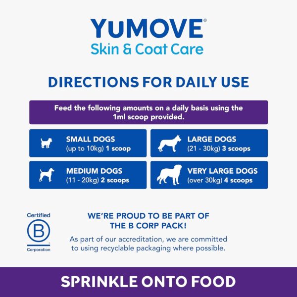 YuMOVE Skin & Coat Care Boost, Nutritional Supplement for Dogs Coat, Skin and Nails, for All Dogs, 180 scoops