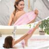 Exfoliating Shower Bath Glove Back Scrubber Set, Spa Experience Dead Skin Cell Remover, Vacuum Packed (Pink)