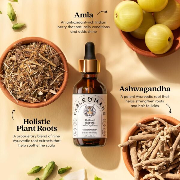 Fable & Mane HoliRoots Hair Oil, Strengthens and Repairs Dry, Damaged Hair and Scalp. Pre Wash Oil Treatment with Amla and Castor Oil (Jumbo)