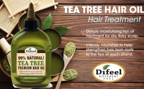 Difeel Premium Natural Hair Oil - Tea Tree Oil, For Itchy Dry Scalp, Pure Herb Formula With Vitamins, Strengthens & Repairs Hair Follicles, Eliminates Itching & Dandruff, For All Hair Types 210 ml