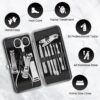 LaRoc 12pc Manicure & Pedicure Set - Nail Clippers, Cuticle Remover - Luxurious Face, Foot, Hand Nail Care Kit - Pedicure Sets for Feet, Mens Grooming Kits & Manicure Set for Women