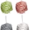 Elysium Spa Pack of 4 Mesh Exfoliating Bath And Shower Body Puff Sponges