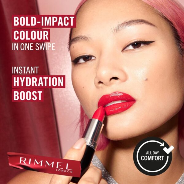 Rimmel Lasting Finish Lipstick 006 Pink Blush, Creamy Satin Finish, Long Lasting 8 HR Wear, Comfortable Formula, Rich Pigment
