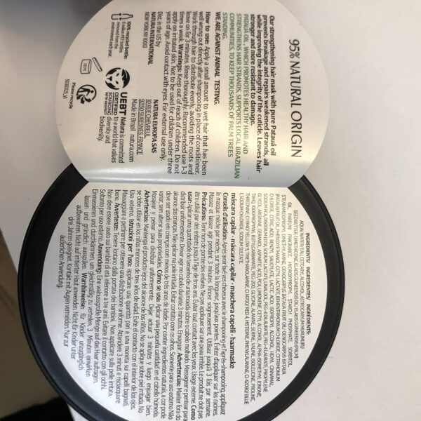 NATURA - Ekos Pataua Strengthening Mask - For Fine and Fragile Hair - Strengthens and Repairs Hair, Protects against Environmental Stressors - 100% Vegan - Cruelty Free - 200g