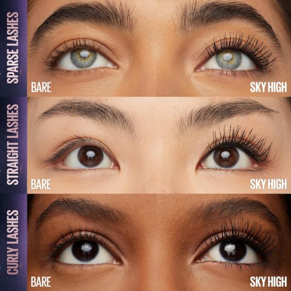 Maybelline Mascara Lash Sensational Sky High Volumizing and Thickening Eyelash Lengthening. Flake Free Formula, Mascara 01 Black