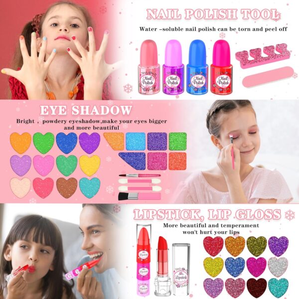 66 Pcs Kids Makeup Sets For Girls with Portable Stand,Make Up Starter Kit Children Princess Pretend Play Games Toys Presents,Little Girl Birthday Gifts Set For Age 3 4 5 6 7 8 9 10 11 12 Years Old