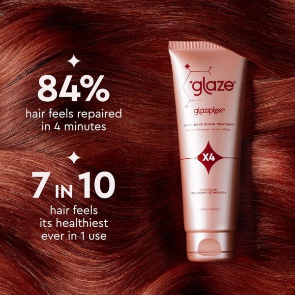 Glaze GlaziPlex Super Bond Repair Treatment, 120ml. 4-in-1 Deep Conditioning Hair Treatment Repairs Heat, Chemical, Colour and Styling Damage. Hair Mask for Dry Damaged Hair Works in 4 Minutes