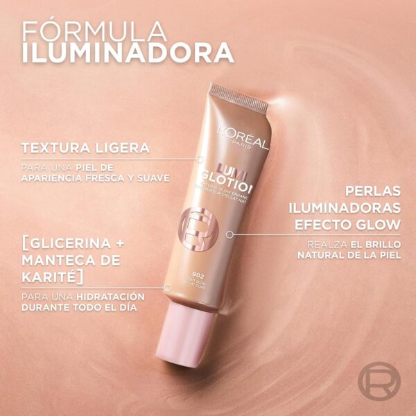 L'Oréal Paris Glow Enhancer, 24h Hydration with Shea Butter and Glycerin, Paradise Lumi Glotion, Shade 902: Light Glow, 40 ml