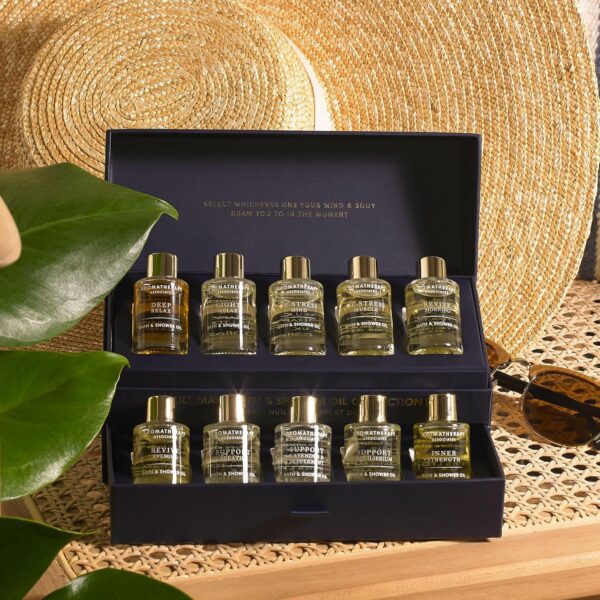 Aromatherapy Associates Ultimate Wellbeing Bath & Shower Oils Collection 10 X 9Ml - Infused with Essential Oils, The Purest, Ethically Viable, Natural, Raw Ingredients