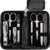3 Swords Germany - brand quality 8 piece manicure pedicure grooming kit set for professional finger & toe nail care scissors clipper fashion leather case in gift box, Made by 3 Swords (000446)