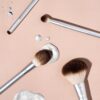 EcoTools Precious Metals Cheek & Eye Highlight Makeup Brush Kit, for Eyeshadow, Blush, & Powder Products, Eco Friendly, Vegan, Cruelty Free Face Brushes, Recycled Aluminum, Chrome, 4 Piece Set