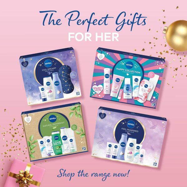 NIVEA Women's Feel Pampered Skincare Regime Gift Set, Includes Shower Cream, Anti-Perspirant, Body Lotion, Moisturising Day and Night Cream
