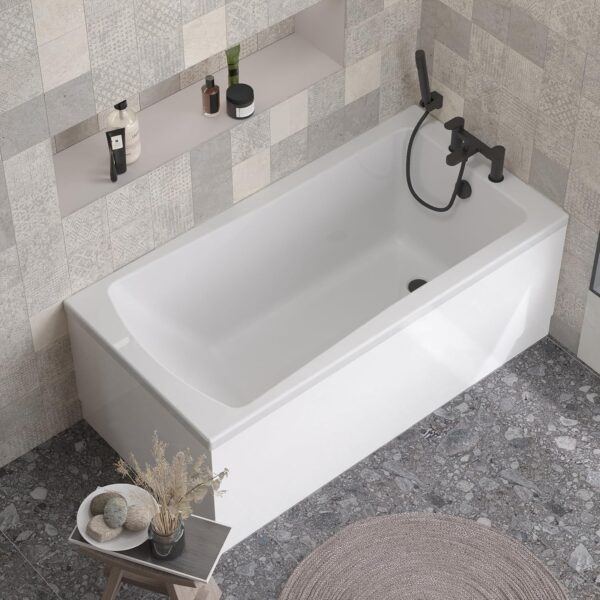 1400 x 700mm Compact Single Ended Straight Shower Bath with Leg Set