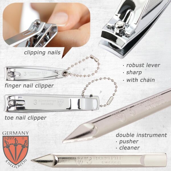 3 Swords Germany - brand quality 8 piece manicure pedicure grooming kit set for professional finger & toe nail care scissors clipper fashion leather case in gift box, Made by 3 Swords (000446)