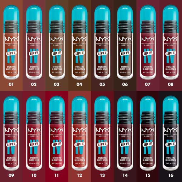 NYX Professional Makeup Lip IV Hydrating Gloss Stain, Lip Gloss, Up to 12HR Hydration, High Pigment, Wet Shine Finish, Berry Thirsty