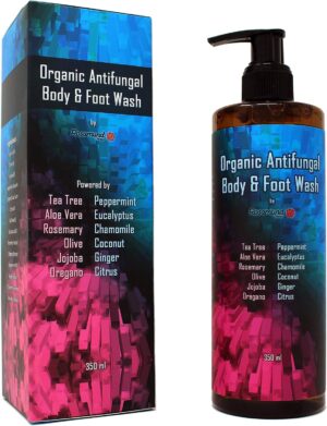 Organic Antifungal Body & Foot Wash | Tea Tree | Antibacterial | Relieve Acne, Eczema, Warts, Athlete’s Foot, Ringworm, Toenail Fungus, Jock Itch | Natural Ingredients | Deluxe Size | 350ml