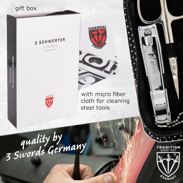 3 Swords Germany - brand quality 8 piece manicure pedicure grooming kit set for professional finger & toe nail care scissors clipper fashion leather case in gift box, Made by 3 Swords (000446)