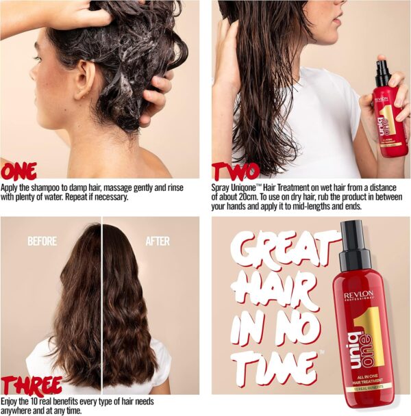 REVLON PROFESSIONAL Uniqone Hair Treatment, Moisturizing Leave-in Hair Treatment, Repair for Damaged Hair, Hair Treatment, Classic Fragrance – 150 ml