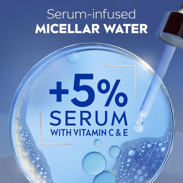 NIVEA Skin Glow Serum Infused Micellar Water (400ml), Revitalising Micellar Cleansing Water with Amino Acid and 5% Vitamin C and E, Gentle Waterproof Makeup Remover