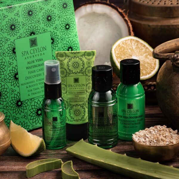 SPA CEYLON Aloe Vera Watergrass Hair Care Discovery Set | Thin, Weak & Fragile Hair Solution Shampoo & Conditioner | Hair Oil | Nourish, Strengthen & Boost Hair Volume